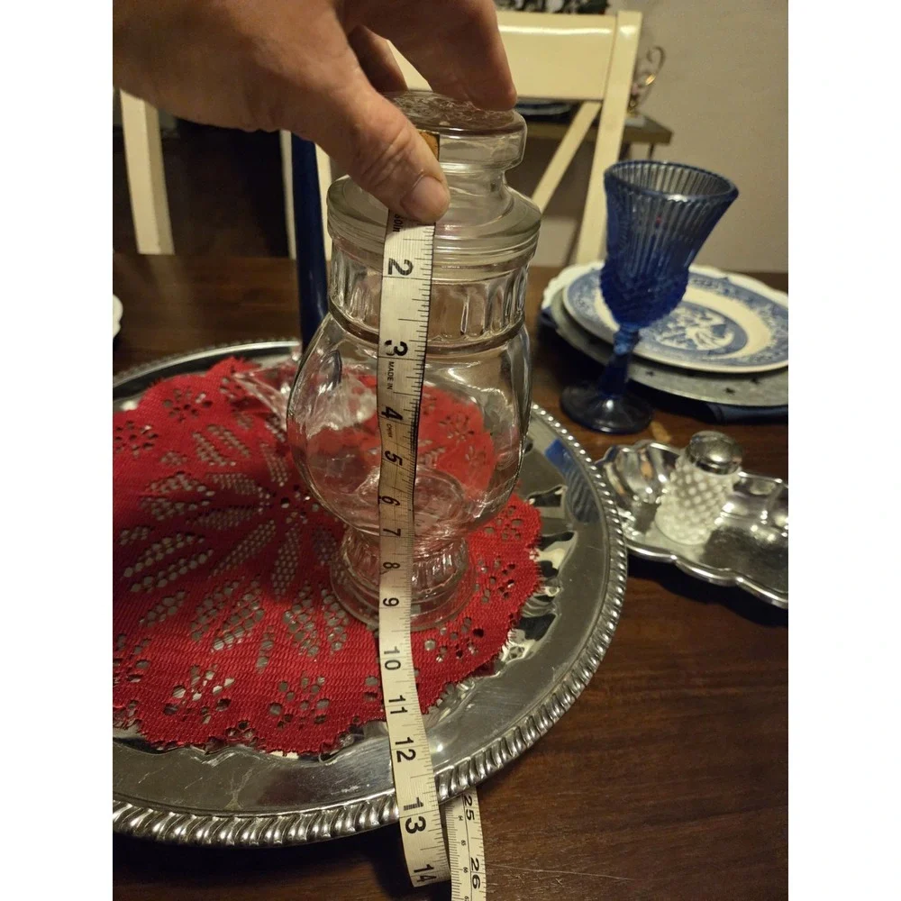 vintage clear glass apothecary jar, Great Decorative Cottagecore Granny Core